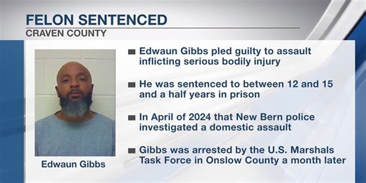 12PM: New Bern habitual felon gets over 12 years in prison for brutal attack