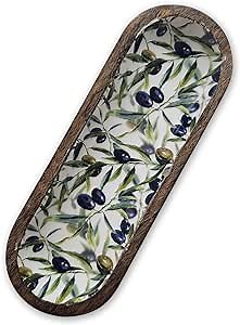 Amazon.com: Saleberate Mango Wood Hydrangea Tray Cum Platter, Serving Tray for Dining Table and Kitchen (Blue and Green) : Home & Kitchen