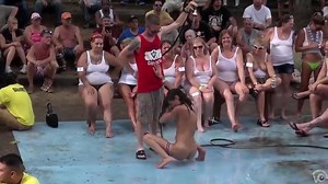 Wet tee shirt and stripping contest with hot chicks