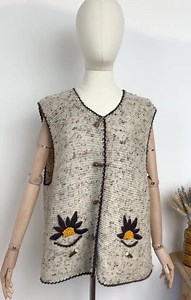 Edelweiss Patterned Hand Knitted Vintage Traditional Austrian Folk Dirndl Oversized Vest - Etsy Canada