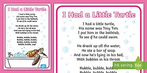 I Had a Little Turtle Nursery Song Display Poster (Tiny Tim)