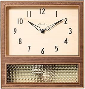 Pendulum Clock Desk Clock Japanese Handcrafted Solid Wood Clock Silent Non-Ticking Battery Operated Modern Decorative for Living Room Bedroom Office Court Pendulum Clock CH-057 (Walnut)