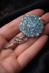 Vintage Aurora Borealis Brooch – Mid-century Blue Crystal Flower Pin - Etsy Australia