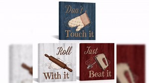 Vintage Kitchen Wall Art - Rustic Kitchen Wall Signs Decor Canvas Art Pictures Red Blue Gray Baking Prints Posters Signs Sets for Dining Room Cafe and Restaurant Decor
