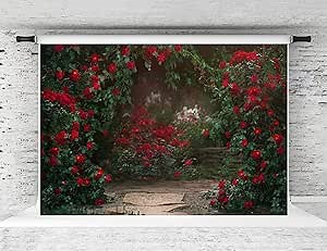 Kate Spring Backdrops for Photography Outdoor Flower Bushes Valentines Bridal Shower Photo Studio Props, 7x5ft