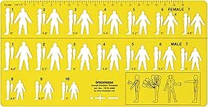 Traceease Human Proportion Drawing Template - Male and Female Figure Stencils with Scaled Height Indicators and Measurement Guide for, Classroom Learning, Sketching and Fashion Design