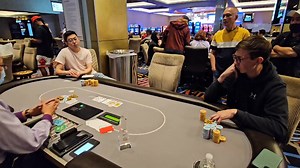 Devin Shang attempted to bluff all-in on the river after a missed gutshot. Brock Wilson made the call with two pair, winning the hand, as well as Event #18 of the Potomac Poker Open. | Gulf Coast Poker.NET