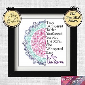 I Am the Storm Cross Stitch Pattern - Tri Coloured Mandala - Mix and Match - Printable and Pattern Keeper Compatible PDF Files - Etsy