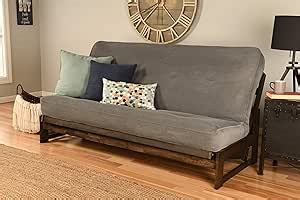 KODIAK FURNITURE Aspen Futon Set with Reclaim Mocha Finish, Marmont Thunder