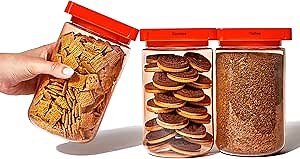 3-Pack Magnetic Stackable Kitchen Containers, Jars for Organization and Storage, Kitchen Storage & Pantry Organizer with Lid, Shatterproof, Leakproof & Airtight