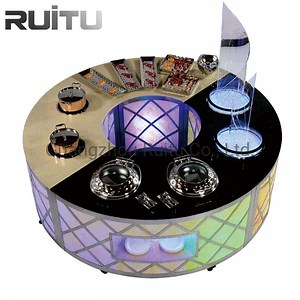 [Hot Item] Buffet Cafeteria Counter Station LED Banquet Dining Table with Wheels Removable Steam Table Set Buffet Food Warmer Marble Hotel Restaurant Catering Buffet Table