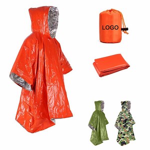 [Hot Item] Custom Logo Printed Emergency Survival Poncho Waterproof Blanket Rain Ponchos Keeps You Dry and Warm for Outdoor Activity
