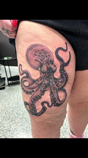 Octopus Thigh Tattoo Art by Boise Artist
