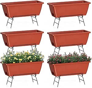 Vrisa 6 Pack Plant Stand with Flower Pot Plant Stand with Plant Pots Outdoor Metal Plant Stands for Patio Iron Flower Pot Stand Black Display Rack for Home & Garden Decor