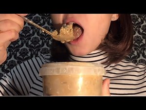 Chalk pieces in clay paste eating with spoon | chalk eating | clay paste eating | clay pasta