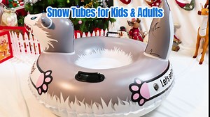 Max Fun Snow Tube 51 Inches Inflatable Snow Sled for Kids Adults Heavy Duty Husky Snow Sled with Reinforced Handles for Winter Outdoors Sledding