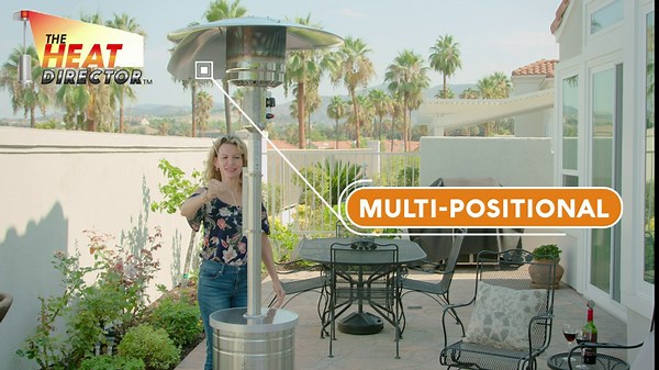 "ADJUSTABLE MULTI-POSITIONAL" Patio Heater Reflector Shield w/ "ADJUSTABLE FEATURES" (REAR MOUNT ADJUSTER) Directional Heat Focusing Deflector for Outdoor Propane-Natural Gas Heaters - HEATER NOT INCL