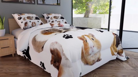 Erosebridal Guinea Pig Comforter Set Full Cute Guinea Pigs Bedding Set, Kids Boys Animal Theme Down Comforter Lovely Mouse Print Quilt, Bedroom Decoration Guinea Pig Pattern 3 Pcs with 2 Pillowcases