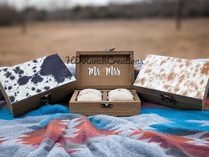 Cowhide Western Ring Bearer Box - Rustic Wedding - Etsy