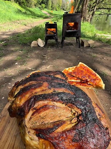 Outdoor Forest Cooking ASMR Meat Recipe