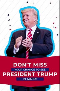 34K views · 734 reactions | I’m having a HUGE rally in Tampa, Florida on Tuesday, July 31st at 7 PM. I’d love to see you there! Get your free tickets here. | Donald J. Trump | Facebook