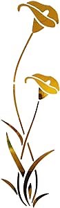 Girl Stickers Lily Flower DIY Self Adhesive Calla Lily Wall Sticker Peel Stick Removable Mirror Murals Wallpaper for Home Office Bedroom Bathroom Golden Utv Mirrors