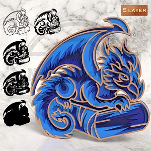 3D Dragon Book SVG - Layered Laser Cut File for Cricut, Glowforge - Digital Download - Etsy