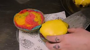 The Willy Wonka of burgers, Bar Luca Sydney, has paid tribute to Gene Wilder by creating the Beauregard Burger - a rainbow milk bun packed with tomato soup jelly, beef pattie, fried potatoes, popping cheese, blueberry onion jam and wonka sauce. YUM!! 󾌧 󾌧 󾌧 | Daily Telegraph