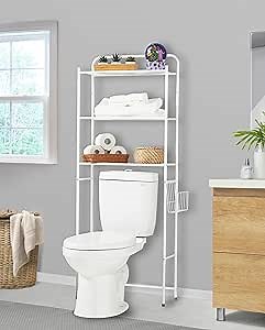 Oikos 3 Tier Above Toilet Storage, Bathroom Shelf Over The Toilet, Space Saver Bathroom Rack, Over-The-Toilet Storage, Cabinet Over Toilet, Toilet Shelf Organizer, Magazine Rack (White)