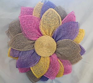Pastel Flower Wreath Made With Poly Burlap - Indoor / Outdoor - Etsy UK