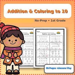 Fall Addition Coloring Worksheets | Kindergarten 1st Grade Math Practice | Autumn Printable PDF - Etsy