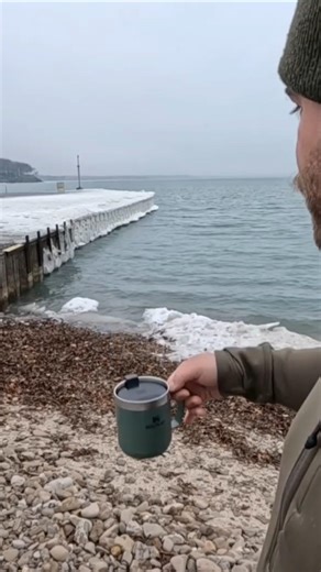 Winter At Lake Erie 🥶 #camping #outdooractivities #lakeerie #wintercamping