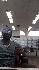 Str8 exhibitionist strokes huge BBC in library