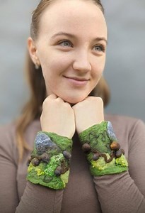 Mountain Stone Moss Cuffs, Handmade Felted Nature Wrist Bracers, Fairy Elf Costume Accessories - Etsy
