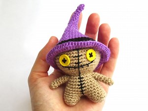Halloween Witch Poppet | Creepy Crochet Amigurumi Doll With Button Eyes - Etsy