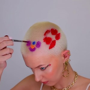 Painting Hungarian Embroidery On My Shaved Head | Stella Cini Highlights