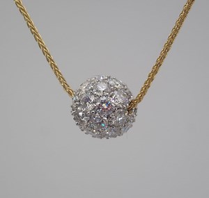 Pave Diamond Ball Pendant Necklace: 14k Gold, 5 Carat Diamond - Etsy