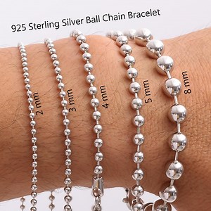 925 Sterling Silver Ball Chain Bracelet Women, Bead Solid Long Charm Anklet Chain Men, Birthday Anniversary Gifts Jewelry Her Lady Mum Wife - Etsy