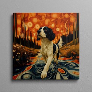 Springer Spaniel Canvas Print: Abstract Dog Art, Sunset Stream - Etsy