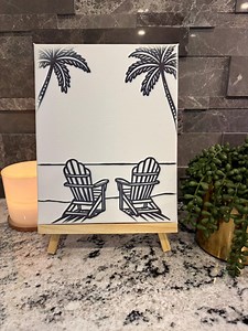 Paint and Create Canvas Kits | Beach Chairs and Palm Trees - Etsy Canada