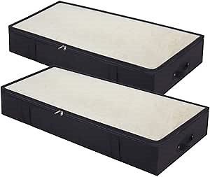 MAX Houser Under Bed Storage Bag,Breathable,Storage Bags for Blankets Clothes, Sweater,Pack of 2 (Black)