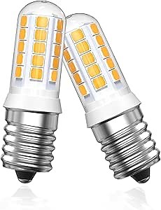 E17 Led Bulb 40W Halogen Bulb Equivalent,2700K Warm White 400lm 120V E17 Intermediate Base Bulb for Appliance, Range Hood,Over the Stove Microwave Oven Light Bulbs,Refrigerator,Non-dimmable,2 Pack
