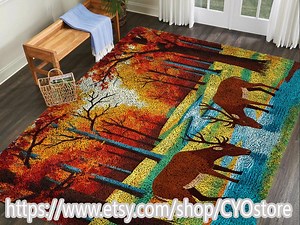 Deer Latch Hook Rug Kit: DIY Craft, Pre-printed Canvas - Etsy Canada