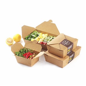 [Hot Item] Custom Disposable Take Away Food Kraft Paper Lunch Box Salad Packaging Box