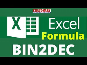 BIN2DEC Formula | Binary to Decimal Formula in Excel | Excel Tips | Chaudhary Computers
