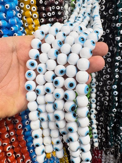 12mm Round Evil Eye Beads – Blue Nazar Glass, 31pcs Strand - Etsy