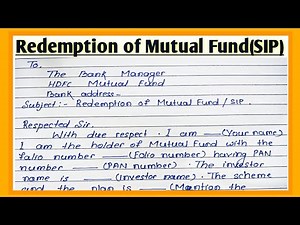 How to write an application to the bank manager for Requeste Redemption of Mutual Fund l