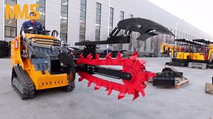 MMS Mini Skid Steer Loader Attachments Trencher 38" Digging Depth, 26 Pcs Teeth Trench Digging Equipment for Landscaping and Cable/Pipe Laying Installation, USA Stock