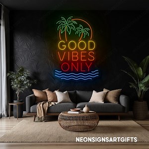 Good Vibes Only Neon Sign Palm Trees Waves Led Light, Tropical Good Vibes Only Led Neon Decor, Good Vibes Only Beach Neon Sign Wall Decor - Etsy