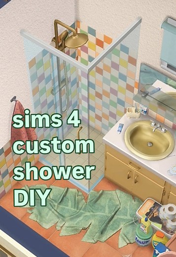 CUSTOM SHOWER DIY 🧼 #sims4 #sims4cc #sims4mods #sims4build #simstok | the sims 4